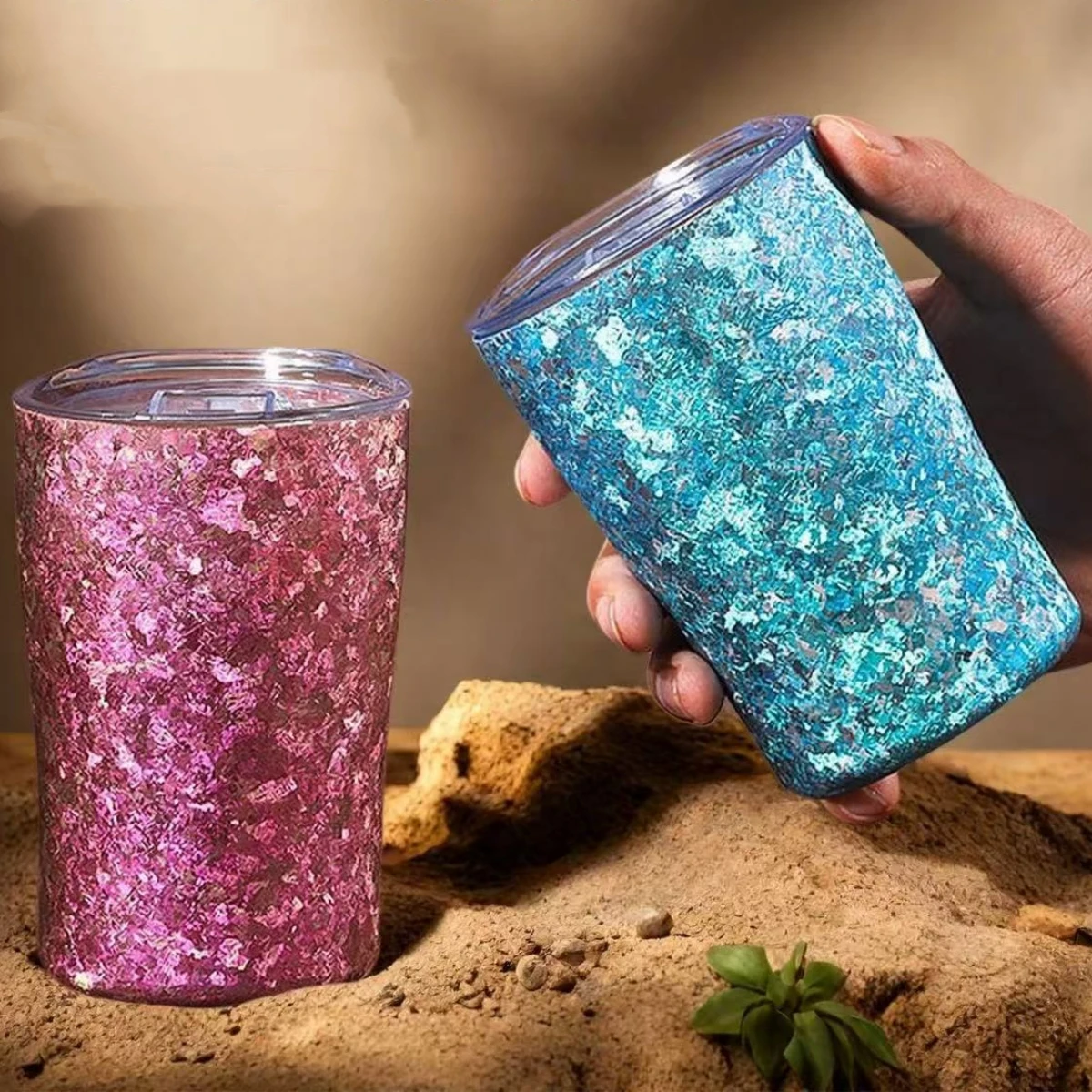 

Stylish Pure Titanium Double-Wall Beer Mug Office Lightweight Travel Coffee Cup Car Portable Straw Insulated Cup Titanium Cup