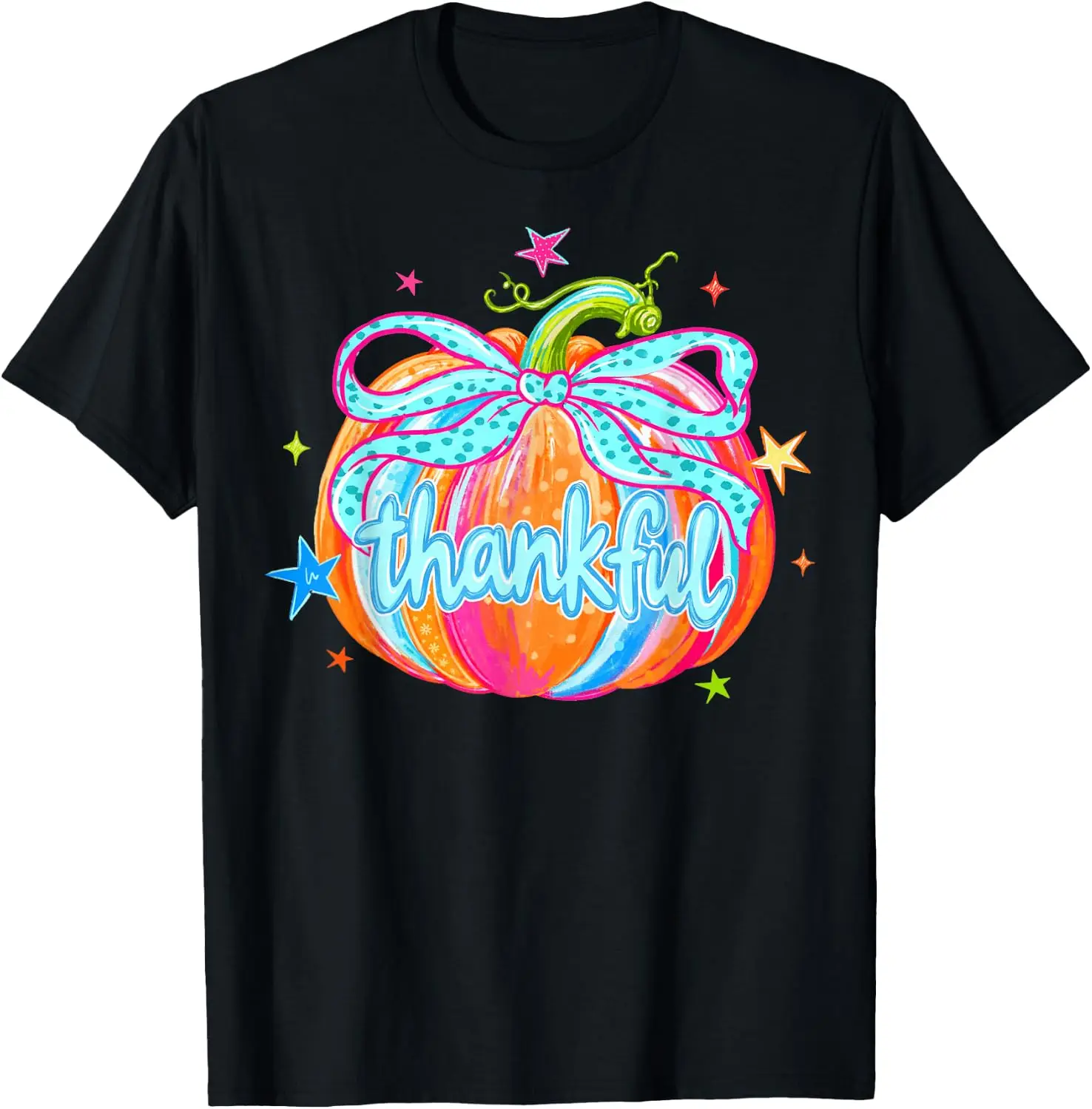 Thankful Pumpkin Patch Autumn Design, Thanksgiving Fun T-Shirt 100% Cotton Trendy Y2K Short-Sleeve Tee – Soft, Quick-Drying, &