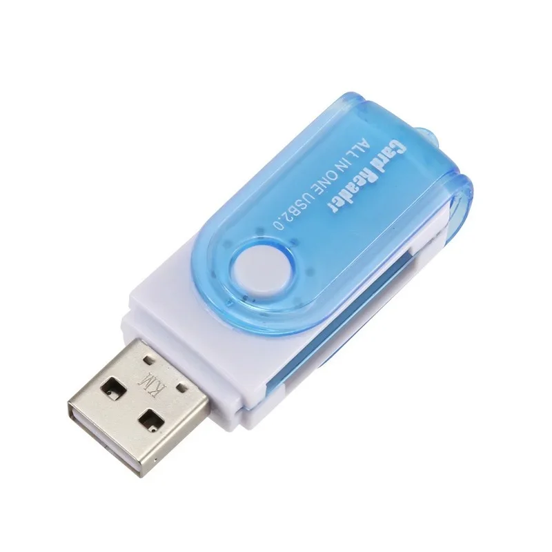 قارئ بطاقات USB2.0 عالي السرعة 4 في واحد قارئ بطاقات متعدد الوظائف دوران كبير TF محول صغير خارجي