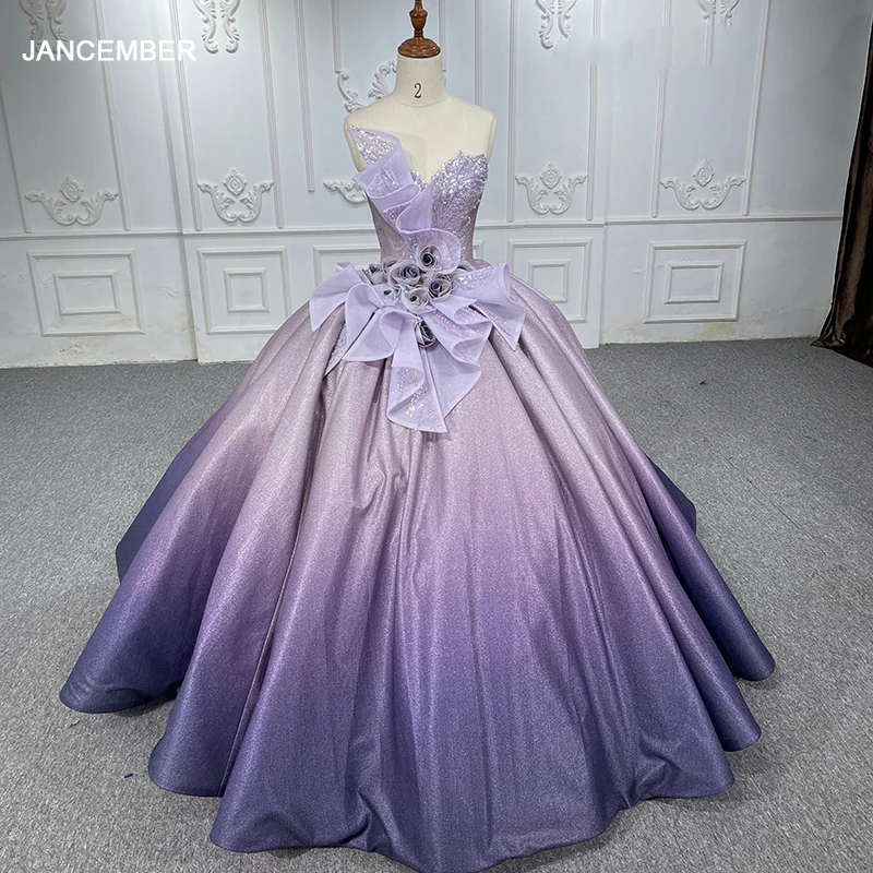 Gorgeous Quinceanera Dresses Satin Ball Gown Flowers Pleat Quinceanera 2023 Purple Sweetheart DY6547 Bar Mitzvah