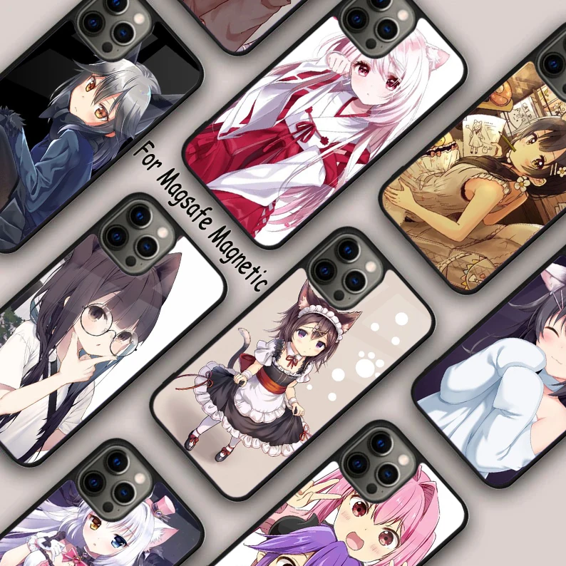 

beautiful anime cat girl art Magnetic Phone Case For APPLE iPhone 17 Air 16 14 13 12 Pro Max 15 Plus Wireless MagSafe Cover