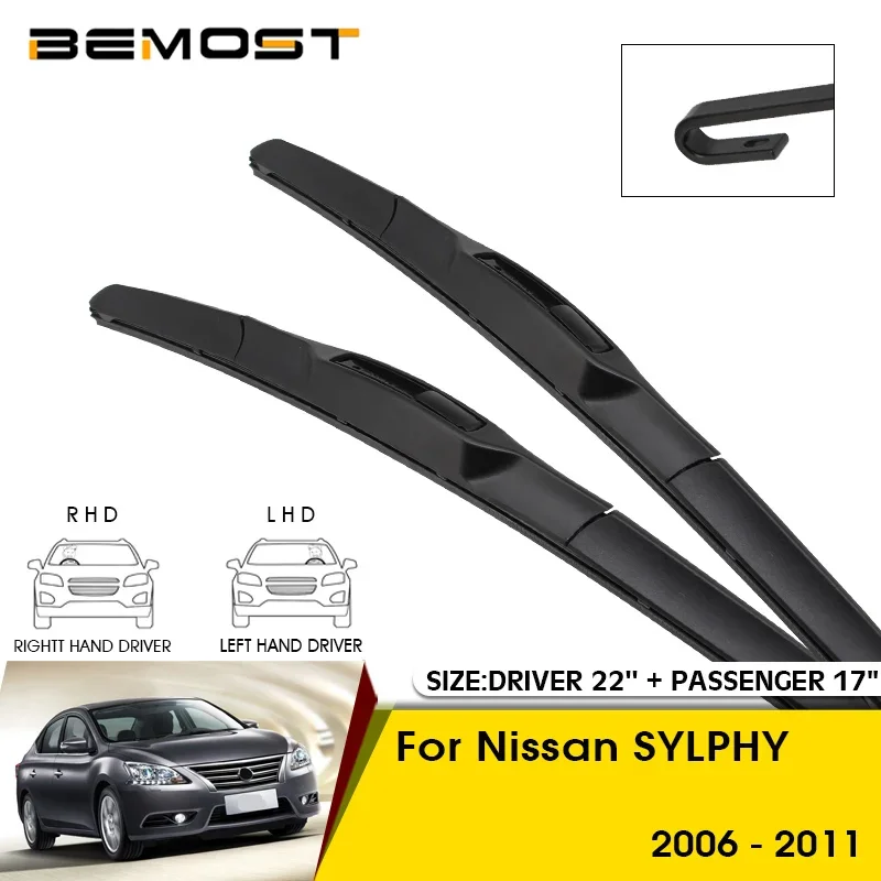 

Car Wiper Blades For Nissan SYLPHY 2006-2011 Windshield Windscreen Front Window Blades 22"+17" Car Accessories