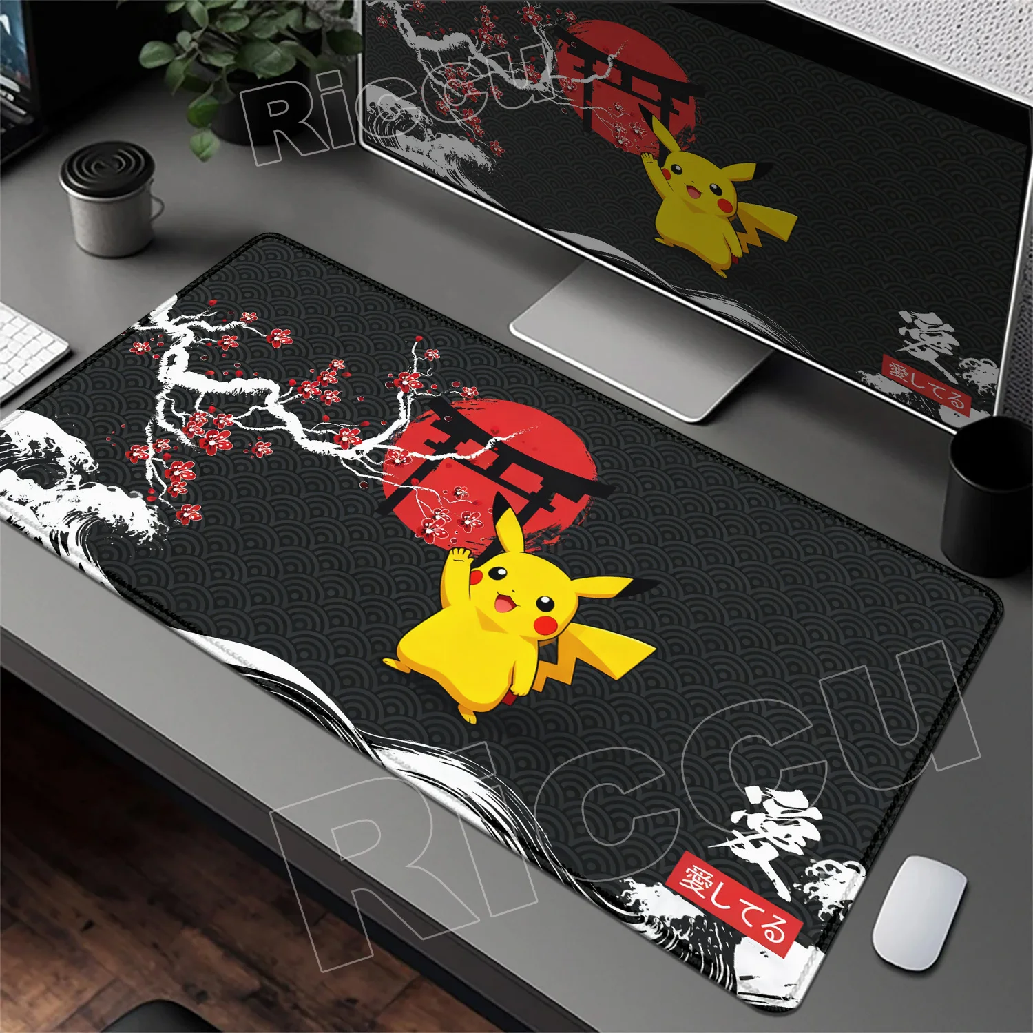 

New Pretty Sakura Pokemon Pikachu Mouse Pad Laptop Japan Kawaii Anime Gaming Keyboard Rug PC Mousepad Non Slip Extended Desk Mat