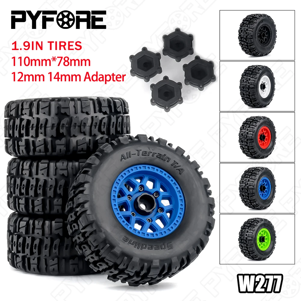 

Шины PYFORE 1,9 дюйма, адаптер 12 мм/14 мм, 110 мм * 78 мм для 1/10 Monster Truck, ступица шины, радиоуправляемая модель автомобиля с дистанционным управлением W277