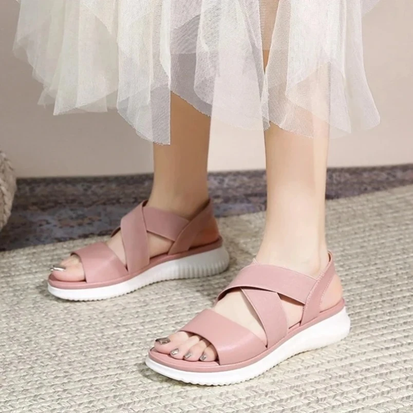 

2025 новые модные повседневные спортивные сандалии с открытой пляжной нейлоновой пряжкой, удобные женские сандалии на толстой подошве 3 см