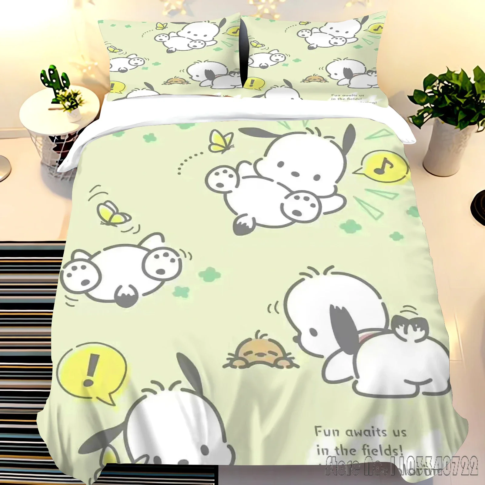 Sanrio Cartoon Pacha dog Double Duvet Cover Set HD Comforter Cover Bedclothes for Kids Bedding Sets Bedroom Decor