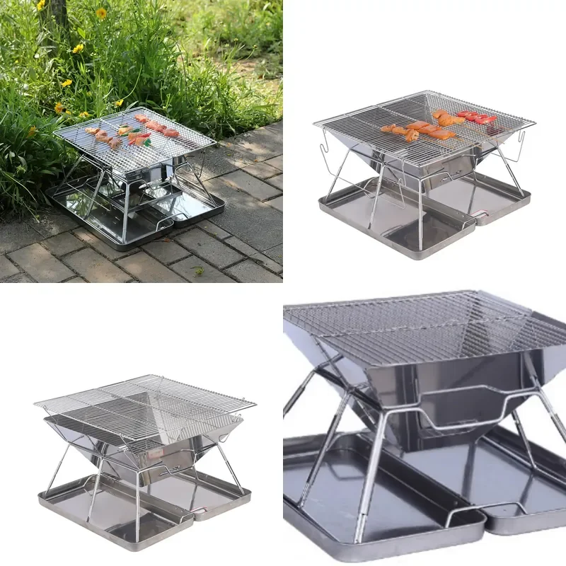 

Outdoor folding grill Amazon hot-selling stainless steel portable wood stove camping barbecue grill incinerator