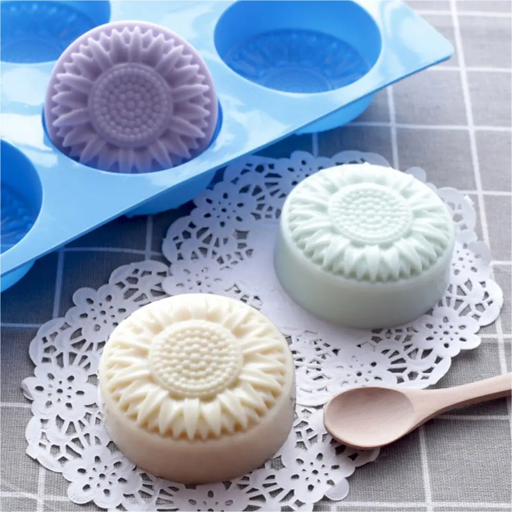 6 Cavity Creative Flower Shaped Soap Mold Silicone Molds for DIY Handmade Fondant Cake Decorating Candle Mold Pudding Candy Mold