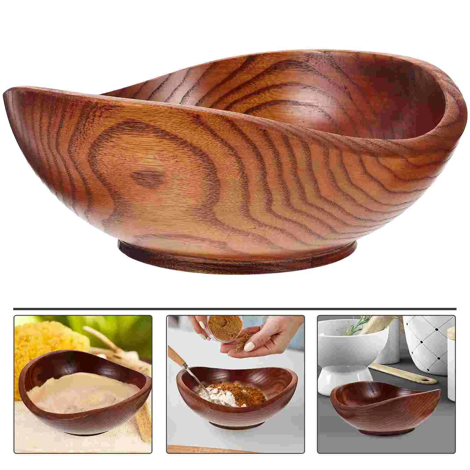 

Fruit Tray Solid Wood Salad Bowl Yuanbao Jujube Creative Snack Seasoning Style Five Bowls Dish for Kitchen Counter Serving