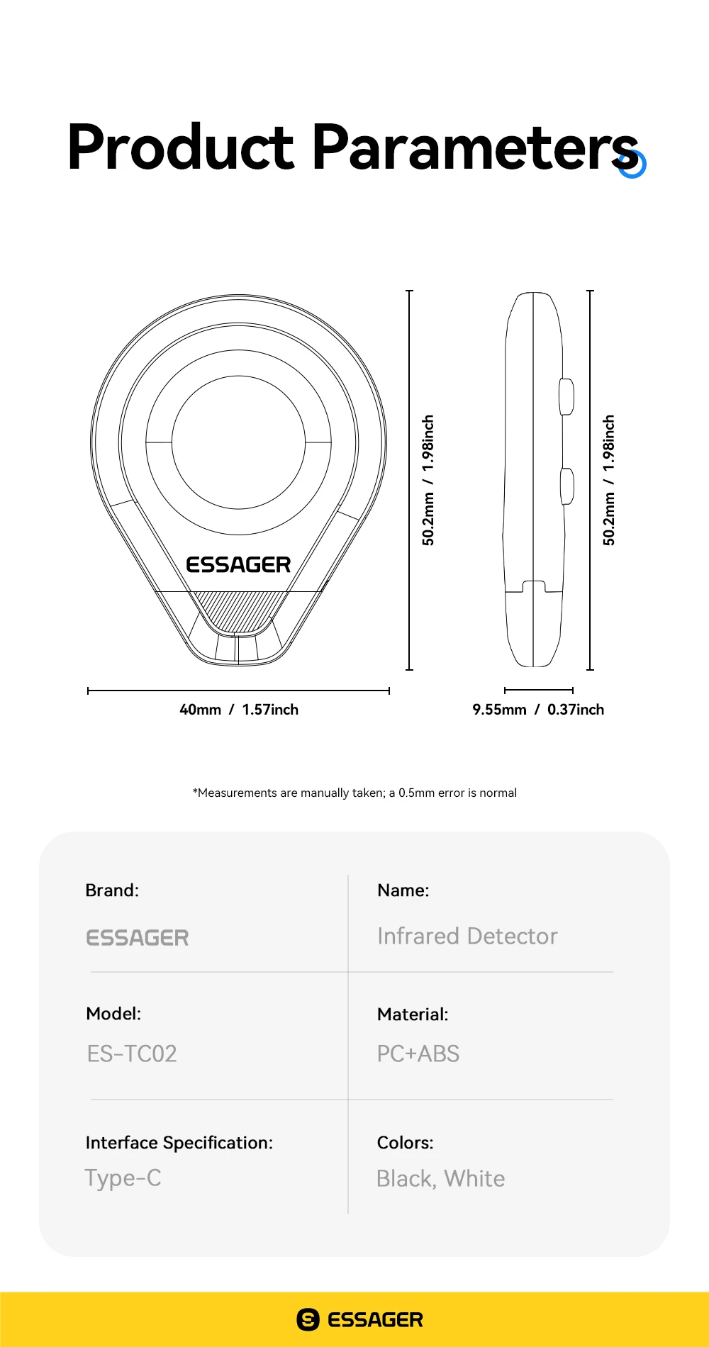 Essager Infrared Camera Detector Anti Peeping Lens Finder Spy Gear For Travel Hotel Security Protection Hidden Camera Detection