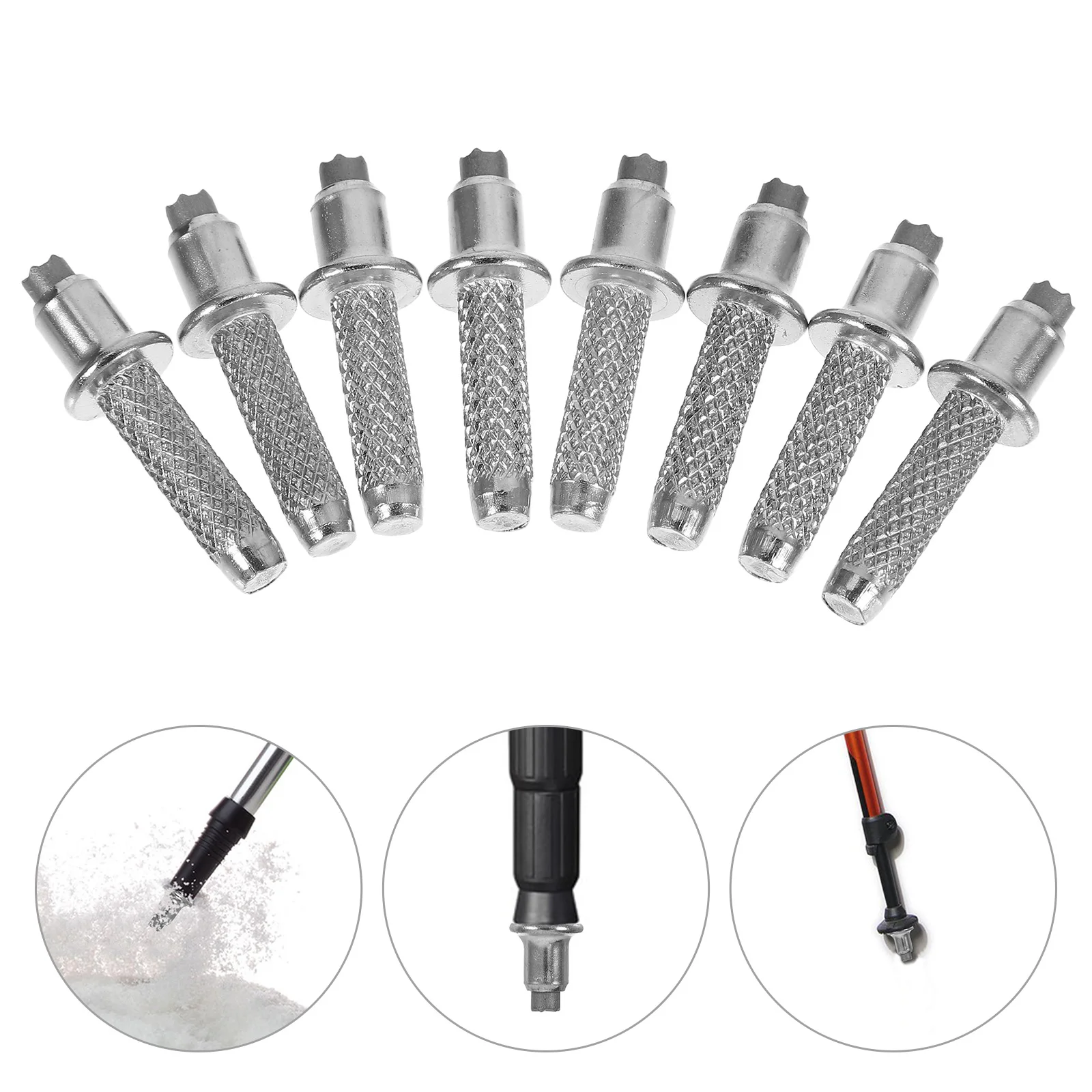 

8pcs Trekking Pole Tips High Carbon Steel Replacement Accessories Hiking Poles Versatile Set Excellent Traction Stability Safety