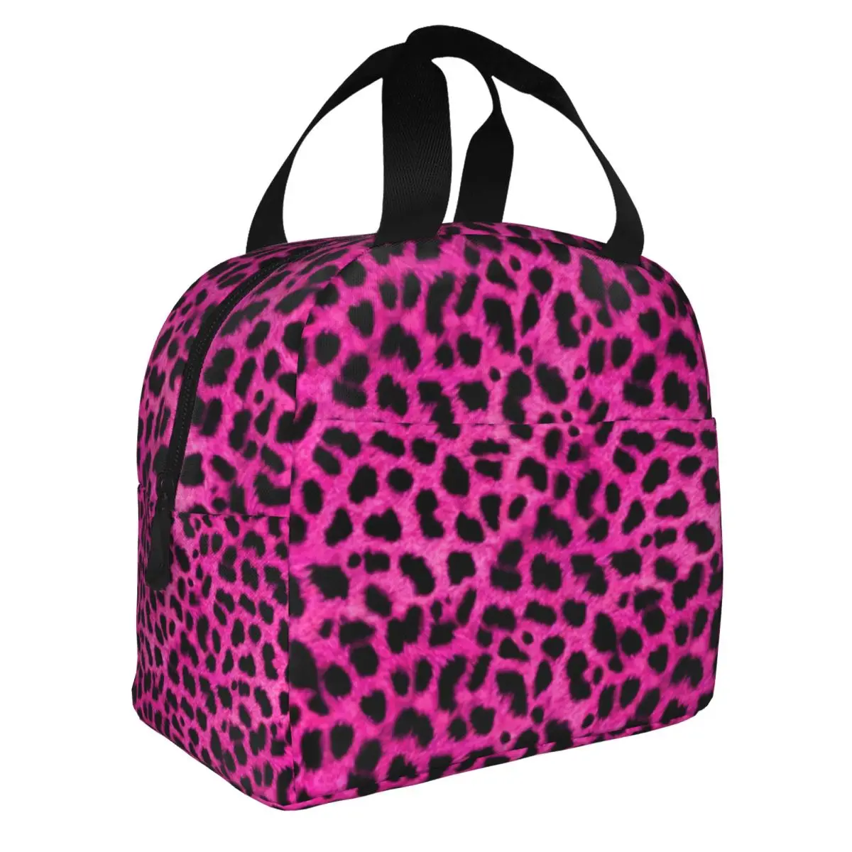 Custom Leopard Cheetah Fur Hide Print Pink Pattern Lunch Bag Men Women Warm Cooler Insulated Lunch Boxes Kids School Children