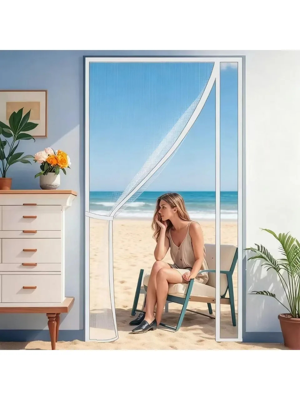 Moustiquaire magnétique pour porte et fenêtre, ouverture blanche, rideau de taille personnalisée, maille anti-insectes et filet Invisible anti-moustiques