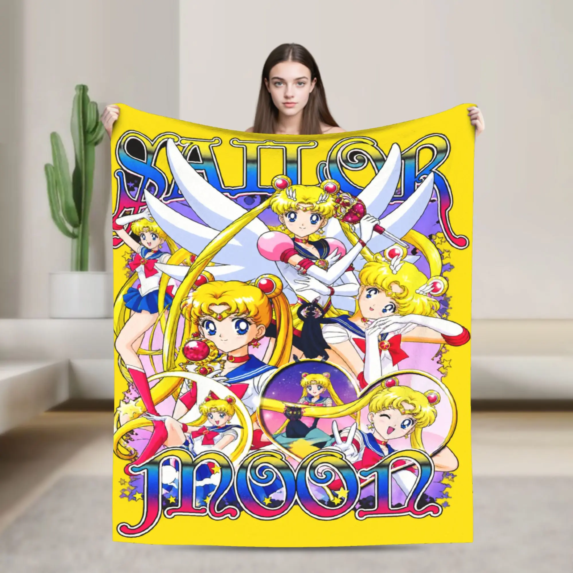 Sailors Moons Usagi Tsukino Anime Blanket Camping Flannel Throw Blanket For Couch Bed Warm Quality Bedspread Birthday Present