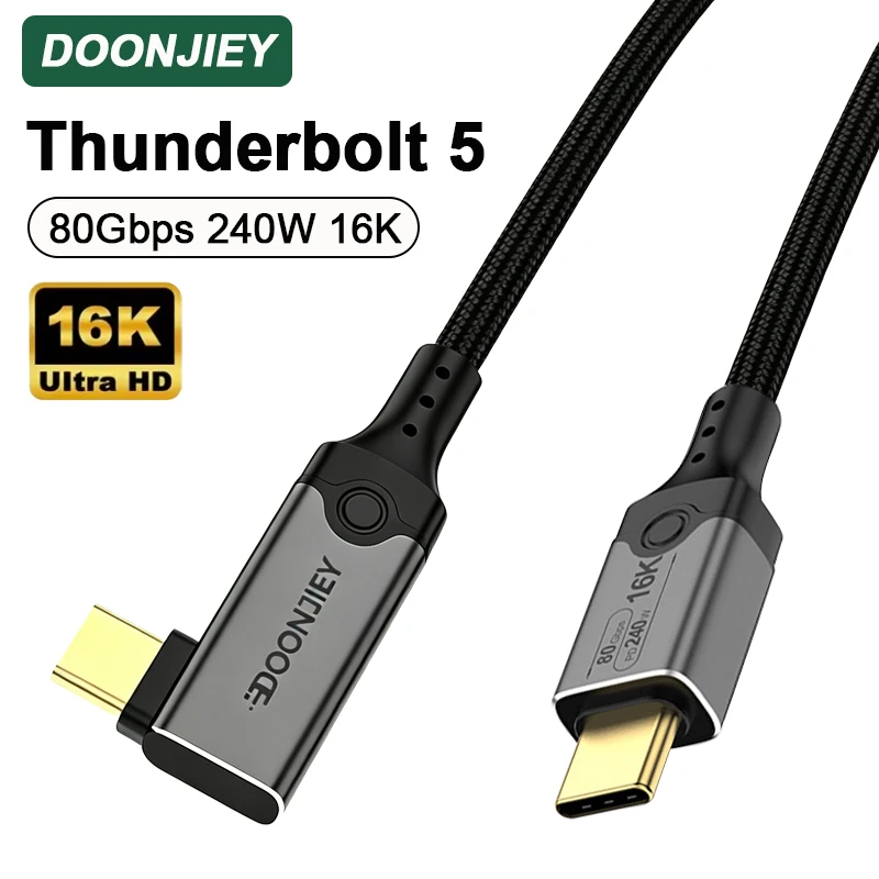 DOONJIEY 16K Thunderbolt 5 Cable 80Gbps Ultra High Speed USB-C to USB5.0 Full-Featured Cable For MacBook Pro iPad Pro Laptop