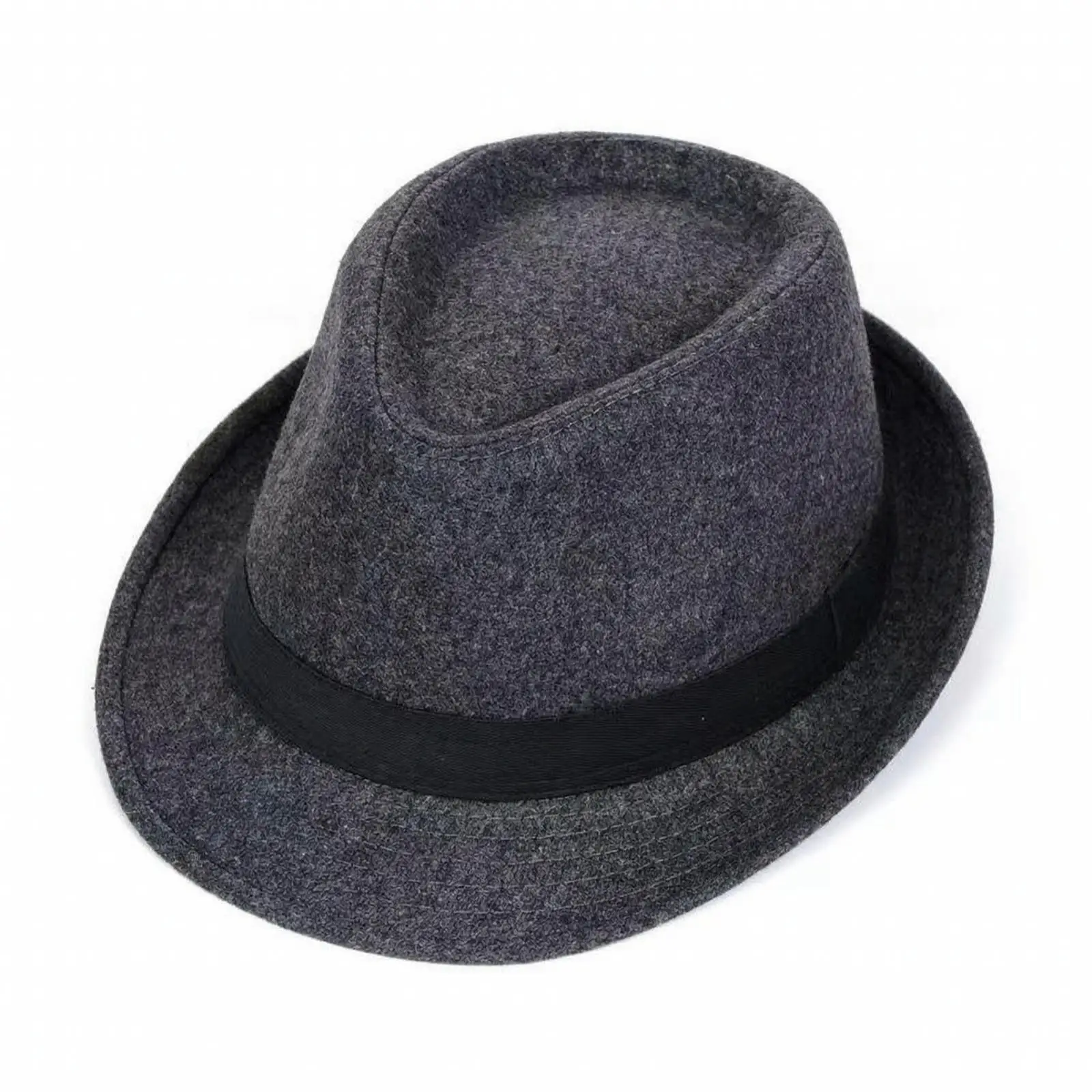 Men Winter Wool Fedora Hat Foldable Brim Nylon Polyester Warm Cap for Commuting Walking Travel Daily Cold Weather