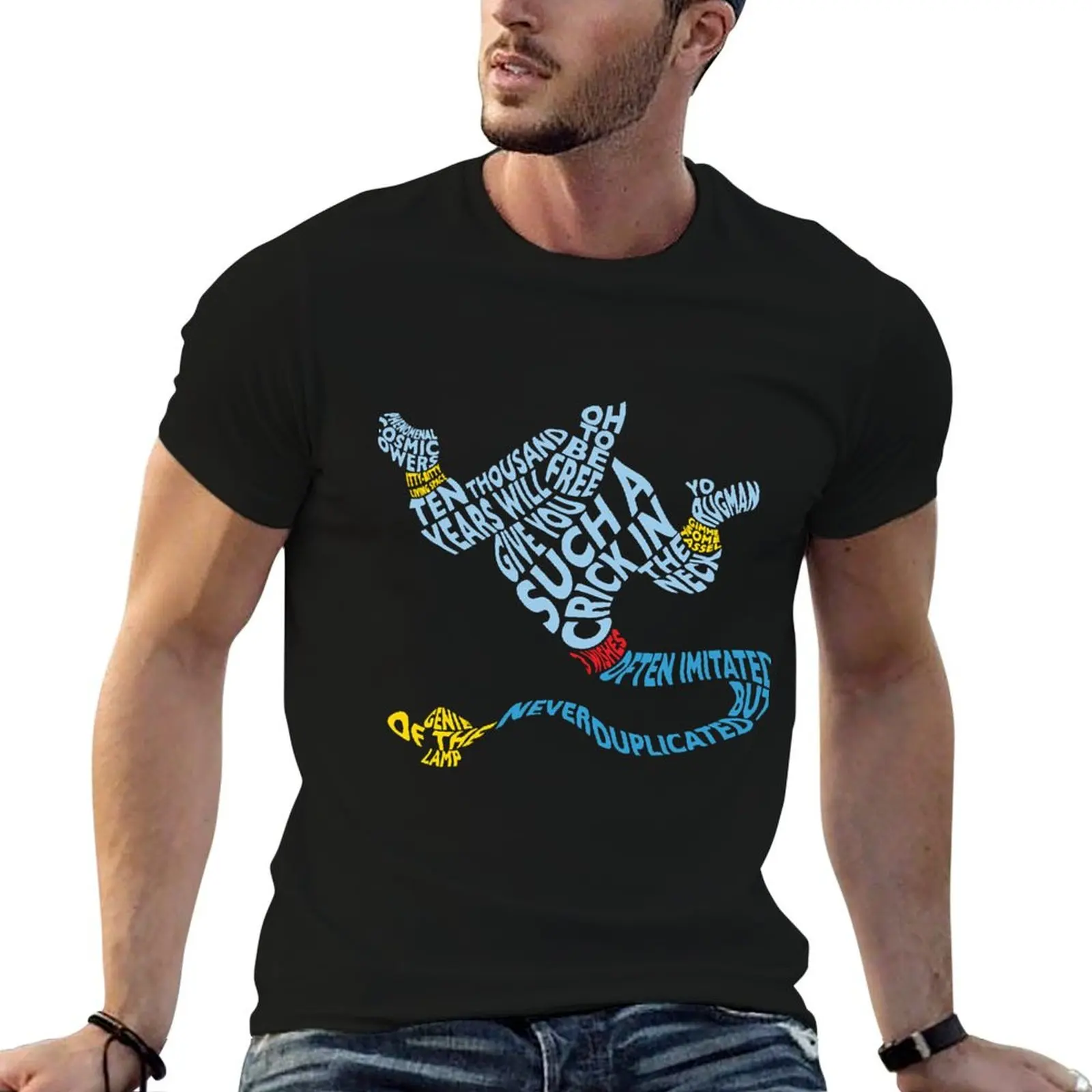 3 Wishes - T-shirt décontracté à manches courtes avec citation inspirée du Genie