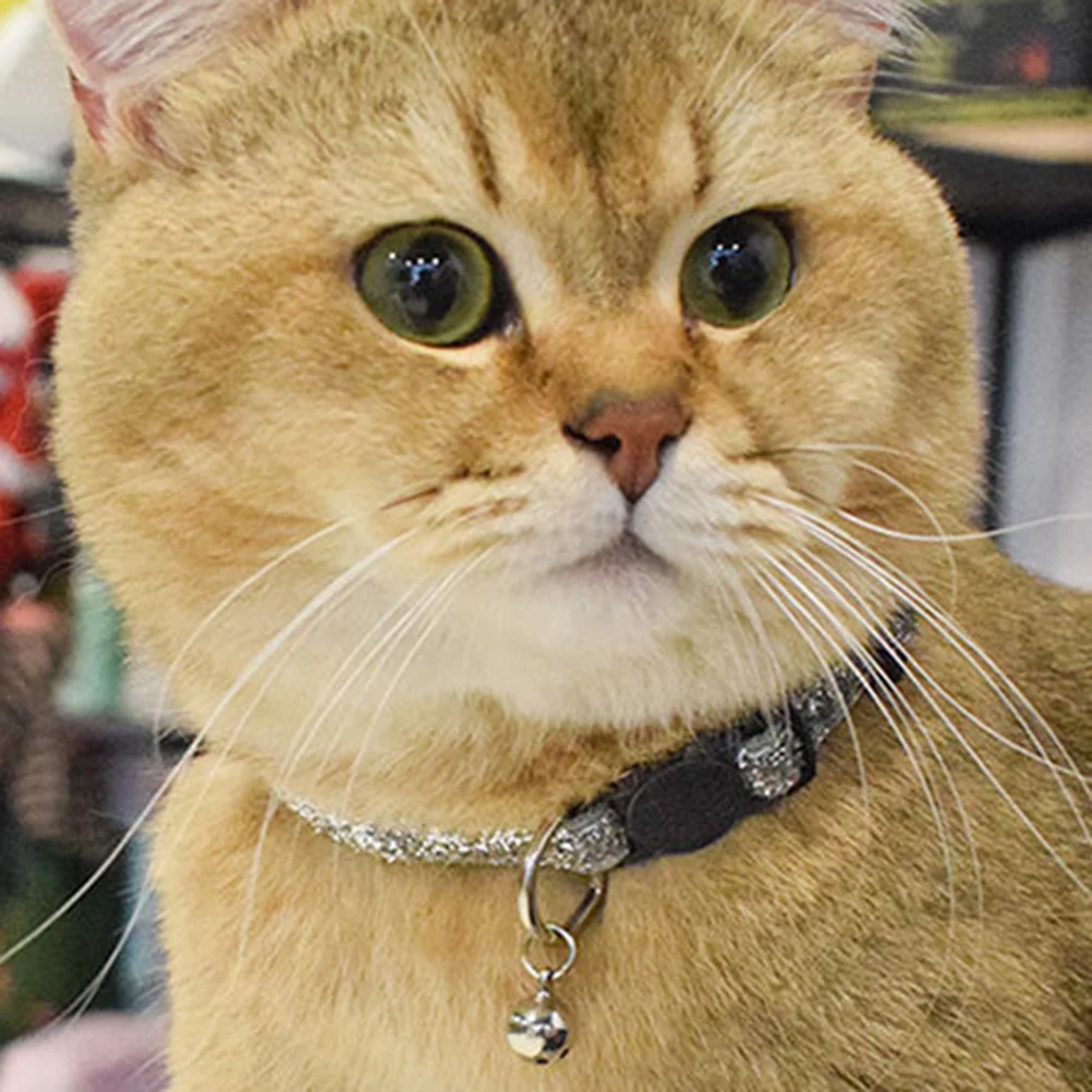 

2Pcs Pet Bell Collar Adjustable Sturdy Comfortable Safety Clip for Cat Dog Puppy Silver Dark Yellow Pet Dog Collar