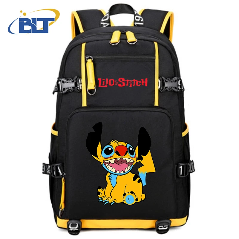 

Stitch print kids backpack campus student schoolbag youth travel bag boys girls gift