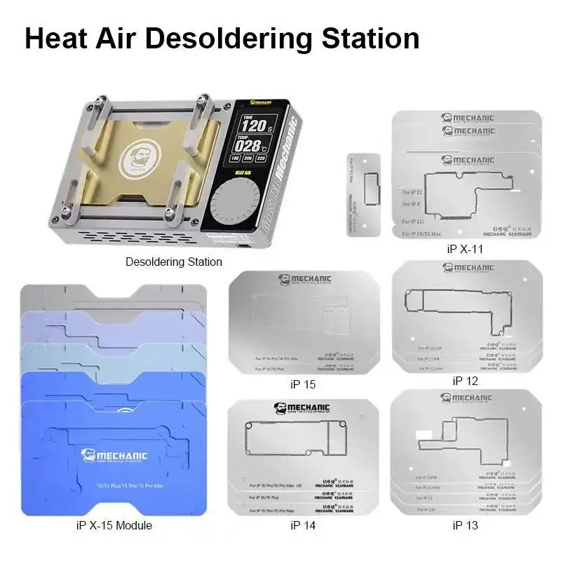 

Mechanic Heat Air Motherboard Layered Desoldering Station For iPhone X-15 Pro Max CPU Chip BGA Stencil Face ID Repair Heater