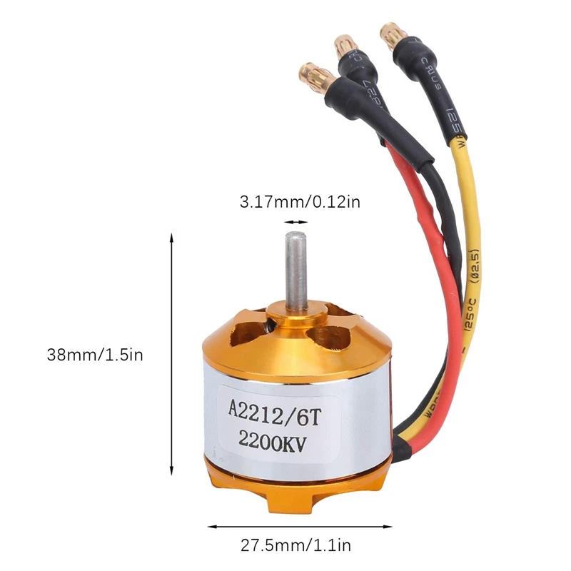 Motor 2212 2200KV + 40A ESC + hélice 6035 + Kit de Motor eléctrico Protector de hélice como se muestra de Metal + plástico para Motor de avión RC