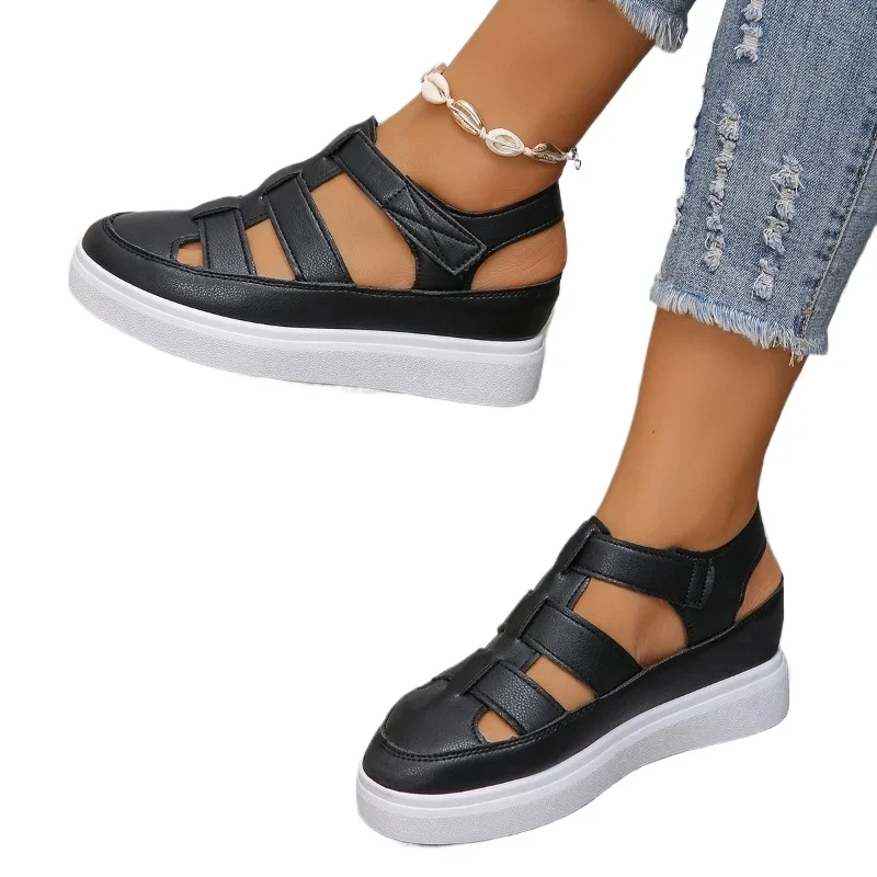 Shoes for Women 2024 Hot Sale Closed Toe Women's Sandals Fashion Solid Office and Career Brand Plus Size Wedge Sandals Zapatos