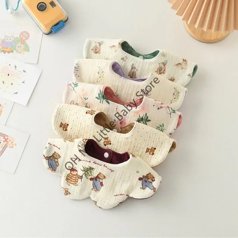 مريلة أطفال قابلة للعكس M76C للرضع والأطفال الصغار من القطن الناعم للتجشؤ على الوجهين مريلة للتسنين لسهولة التنظيف #4