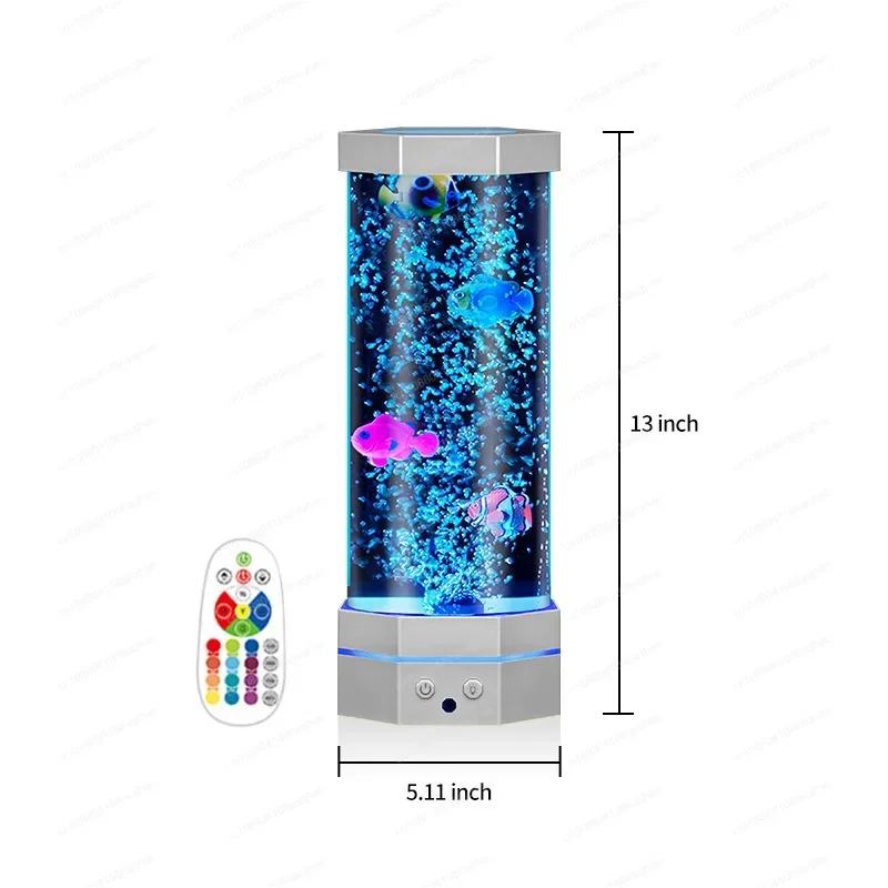 Innovative New Large-sized Simulated Cylindrical Jellyfish: Colorful Chromatic Fish-shaped Cross-border Nightlight with USB Plug