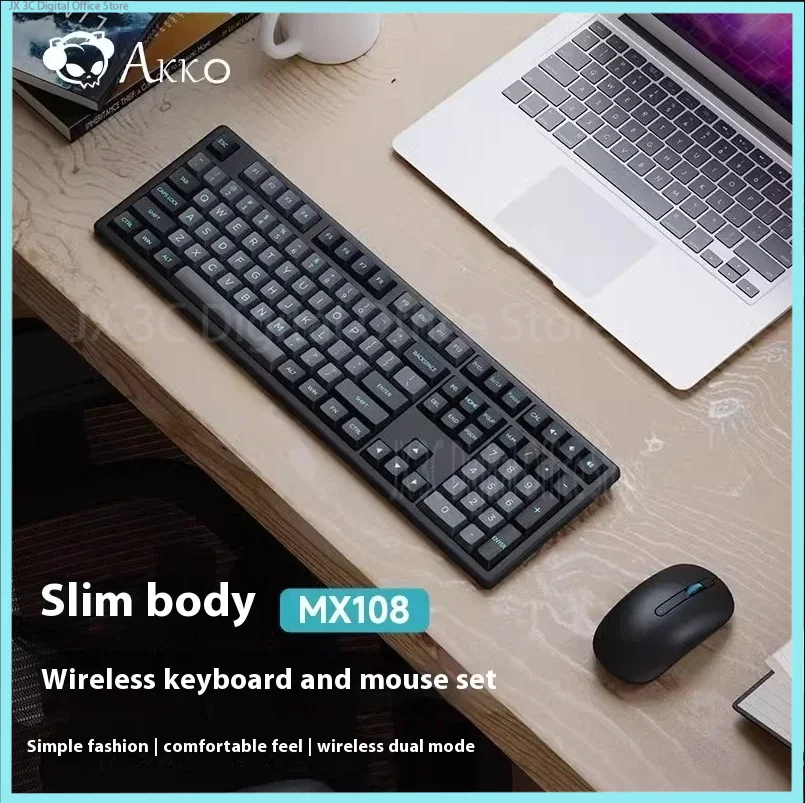 

Akko Mx108 Laptop Office Typing Keyboard Mouse Thin Wireless Keyboard Mouse Set Tablet Computer Laptop Universal Dual Mode Link