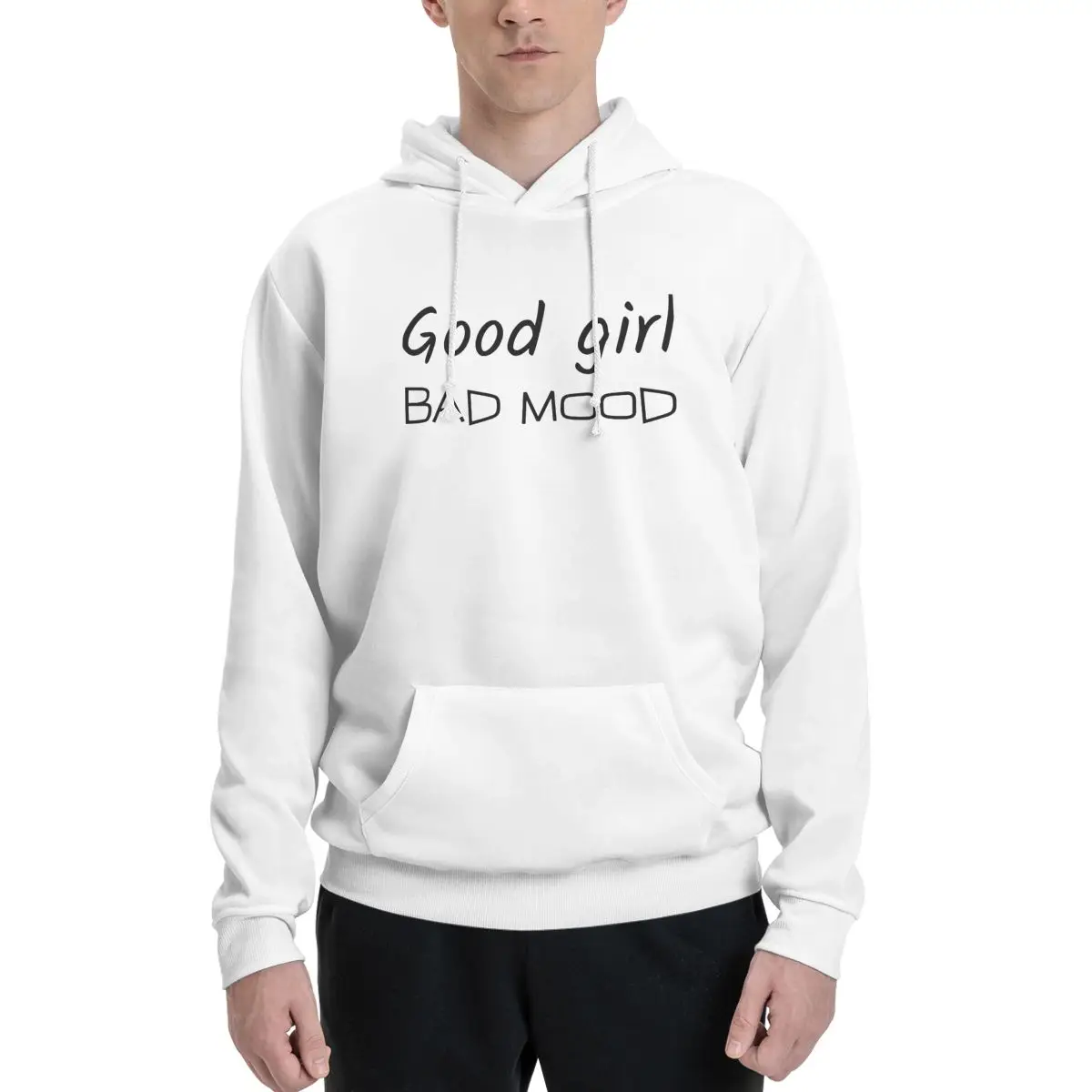 Good Girl Bad Mood Funny Quotes Classic Couples Plus Velvet Hooded Sweater Novelty Vintage Activity competition Cute With