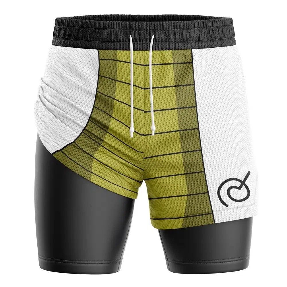 2026 Sommer Dragon Ball Vegeta Super Armor 2-in-1 Doppelschichtige Gym-Shorts, Übergroße Herren Fitness Streetwear Unisex Sportbekleidung