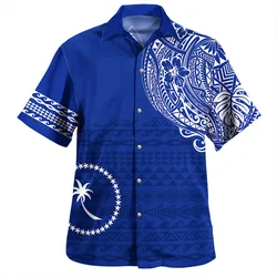 Harajuku Summer 3D Chuuk State Flag Emblem Rugby Tribal Printing Shirts Chuuk Coat Of Arm Graphic Short Shirts Men Fashion Tops