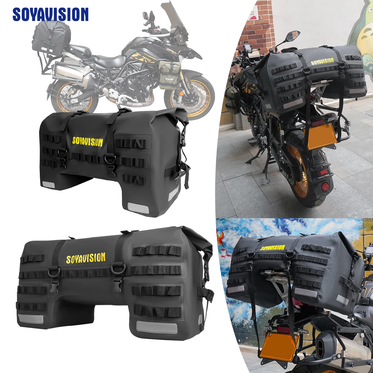 

80L 50L Motorcycle Tail Seat Saddle Bags Bag for Motorbike U-shaped Motorcycle Luggage Bag Waterproof Large Capacity Moto Bags