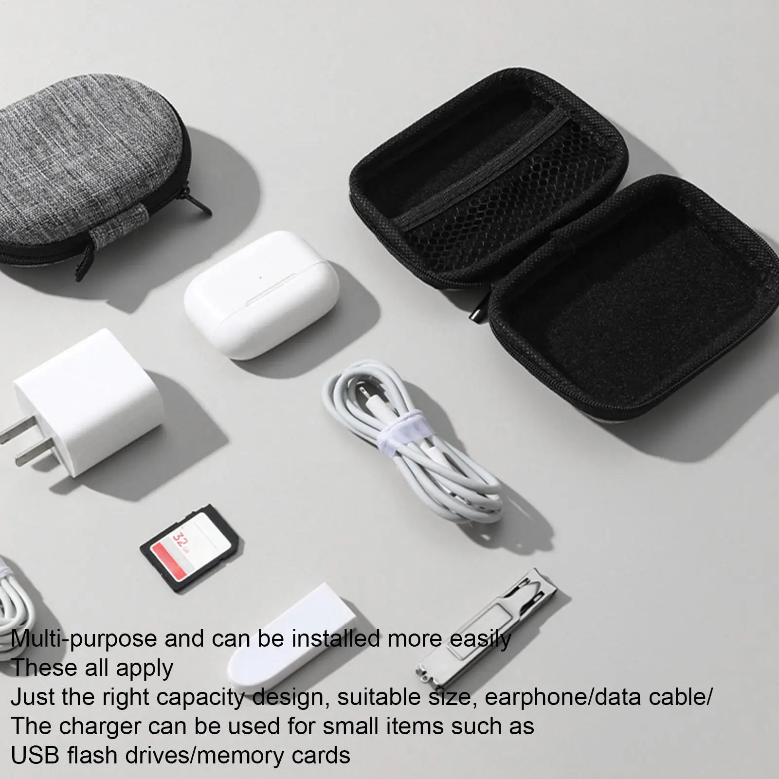 Mini EVA Storage Bag Pouch Carrying Bag Zipper Earphone Case For Airpod Earphone/Phone/Charging Cable Digital Accessories