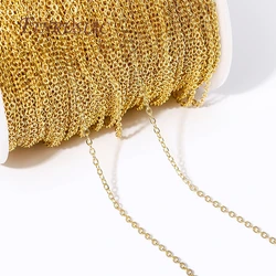 Cadenas de Metal chapadas en oro de 18K, cadenas finas de 2,0 MM en forma de O, accesorios para fabricación de joyas hechas a mano, venta al por mayor