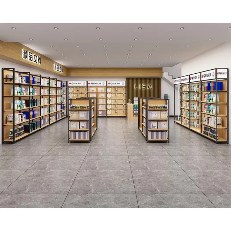 Custom Wood Multi-Layer Display Stand, Custom Rack, papelaria, Design de móveis, vitrine para loja de varejo