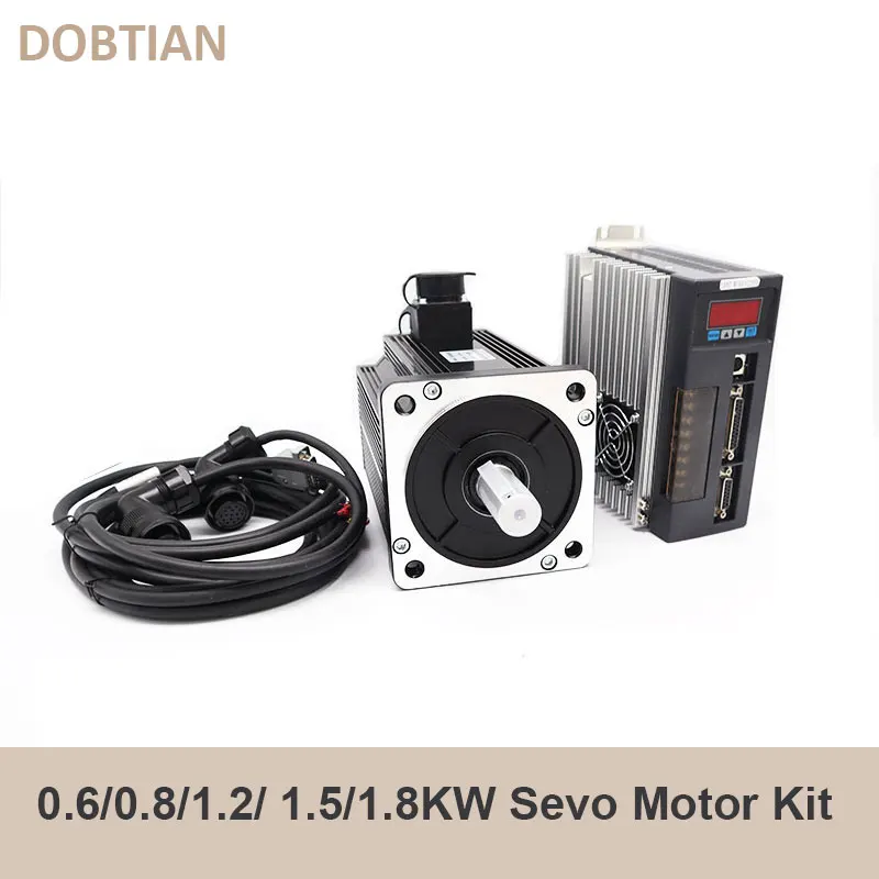 600W 800W 1.2KW 1.5KW 1.8KW 110ST AC Servo Motor with Servo Driver+ 3 Meter Encoder Cable for CNC router milling spindle motor