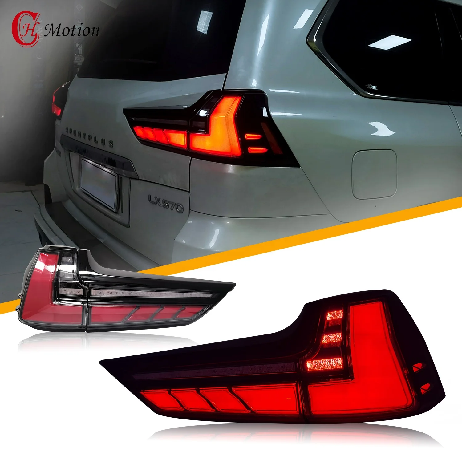 HCMOTION Factory Start UP Animation Back Lamps Base Two-Row Three-Row Full LED 2016-2021 Tail Lights For Lexus LX 570