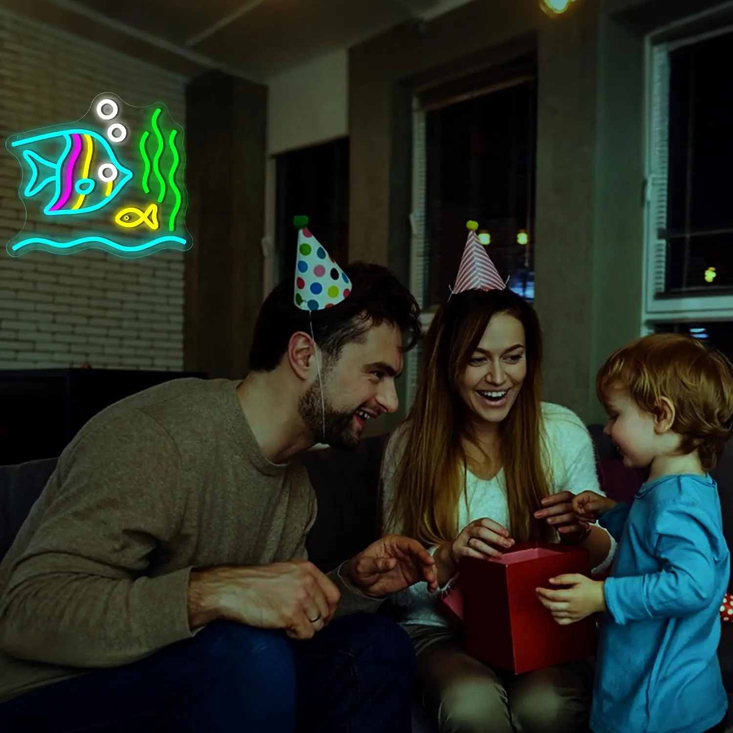 Letrero de neón de peces tropicales, letrero con luz LED regulable por USB, decoración de pared para hombre, cueva, Animal, acuario, exposición de parque oceánico