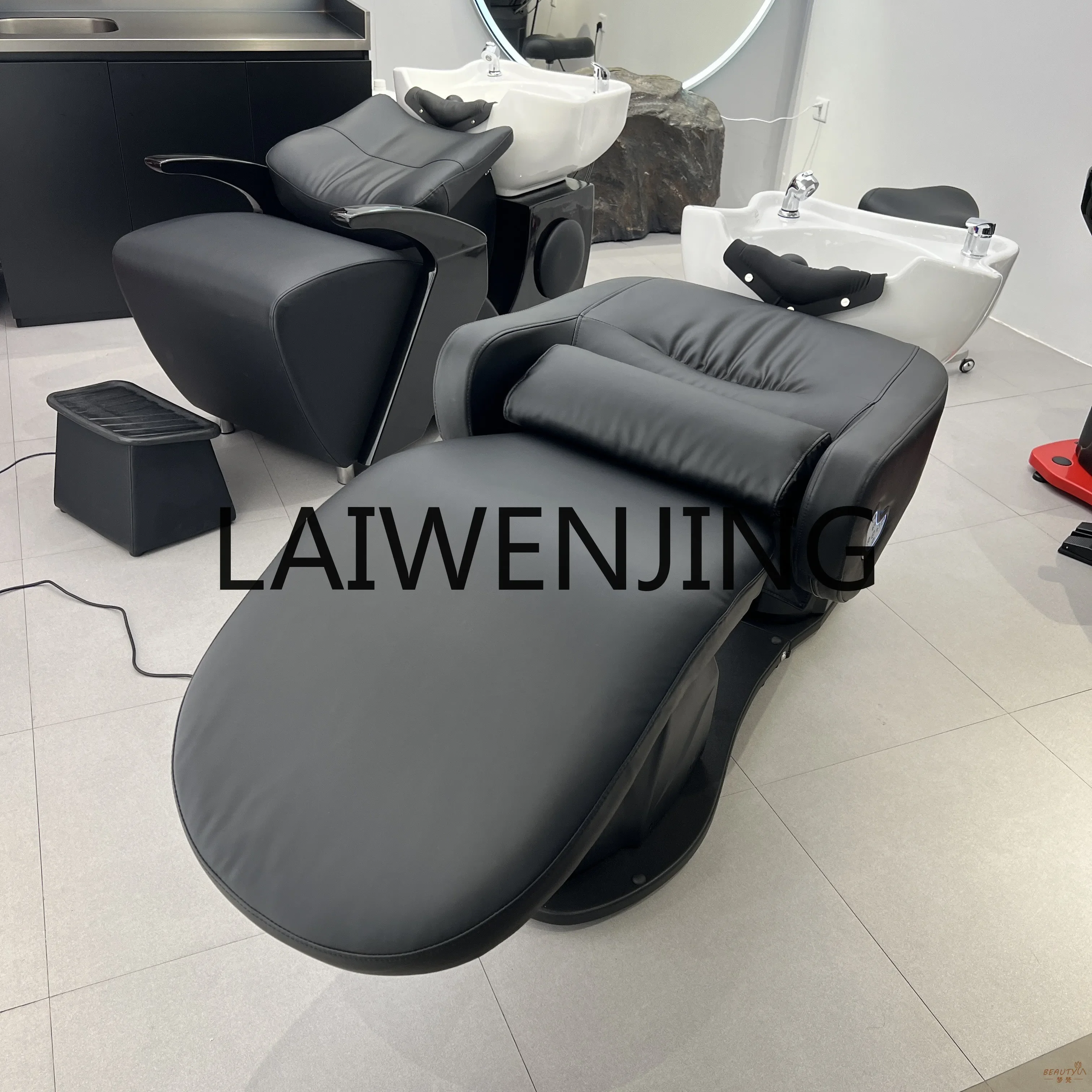 Electric Shampoo Chair Barber Shop Beauty Shop Half Lying High-End Flushing Bed Ceramic Basin