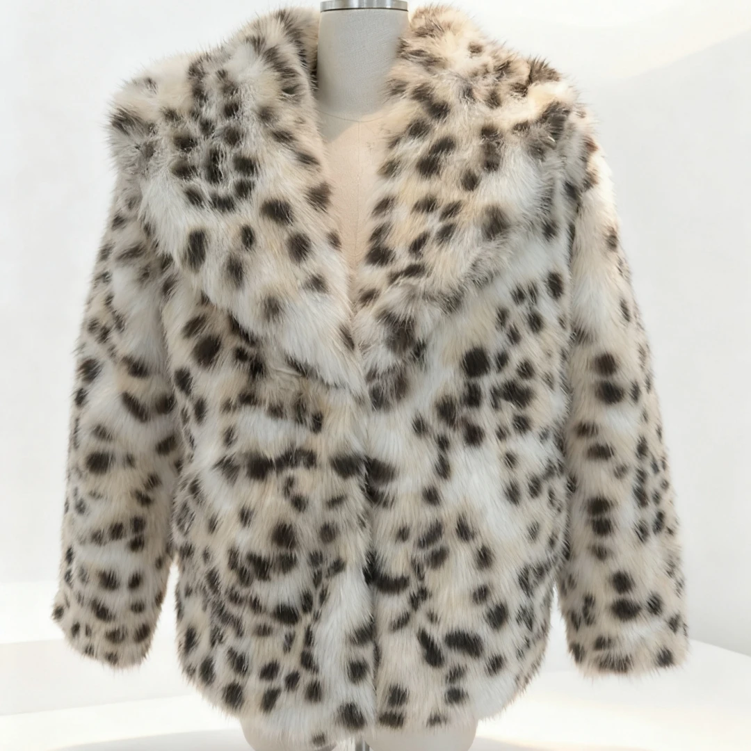 

Women Faux Fur Coats Casual Coat Turn Down Collar Full Sleeve Leopard Print Y2k Streetwear Thick Warm Jackets Punk Autumn Winter