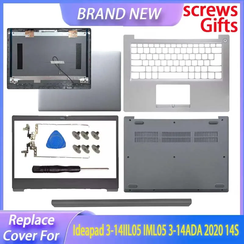 Cubierta de repuesto para IdeaPad 3-14ADA05 3-14ARE05 14IML05 14IIL05 14S 2020 LCD contraportada bisel frontal reposamanos cubierta inferior bisagras