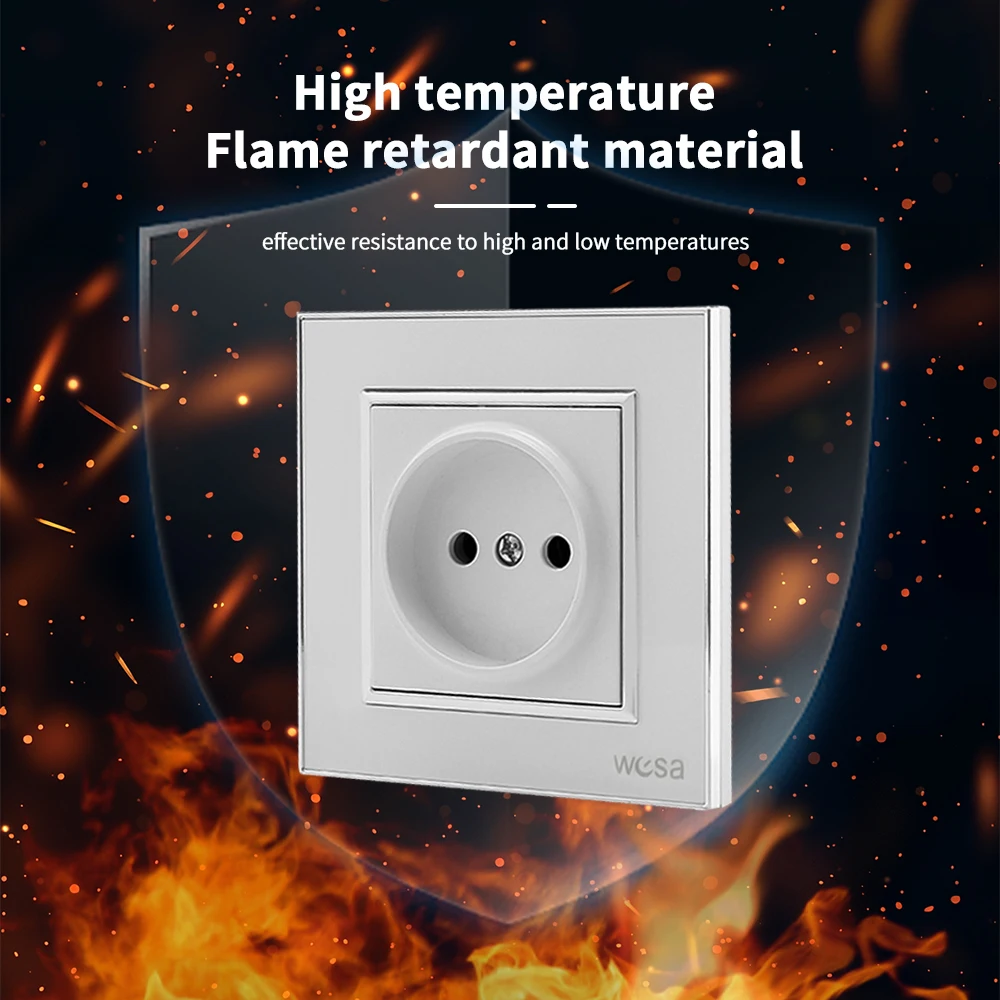 المقابس البيضاء المقبس منافذ كهربائية كلاسيكية التيار المتناوب الاتحاد الأوروبي القياسية الجدار جزءا لا الأرض الاكريليك لوحة لهب 250 فولت المقبس #4