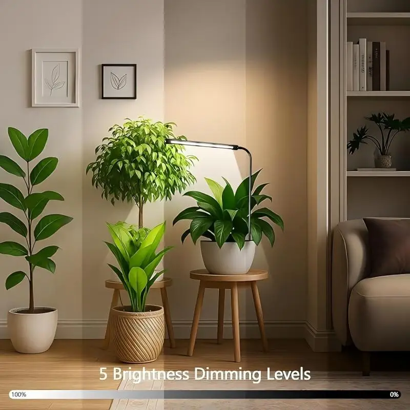 مصباح LED كامل الطيف 2025 للنباتات، قابل لضبط الارتفاع، عنق الإوزة المرن 360° (10 واط) - للنباتات والخضروات الداخلية #4