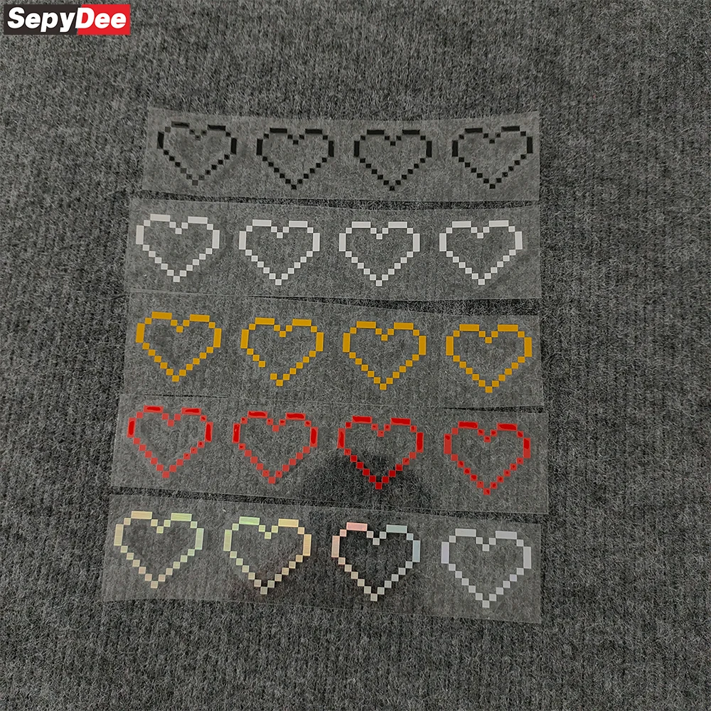 

Pixel Hearts Stickers Car Side Door Window Bumper Trunk Fender Modification Decor Stripes Reflective Colorful Vinyl Decals