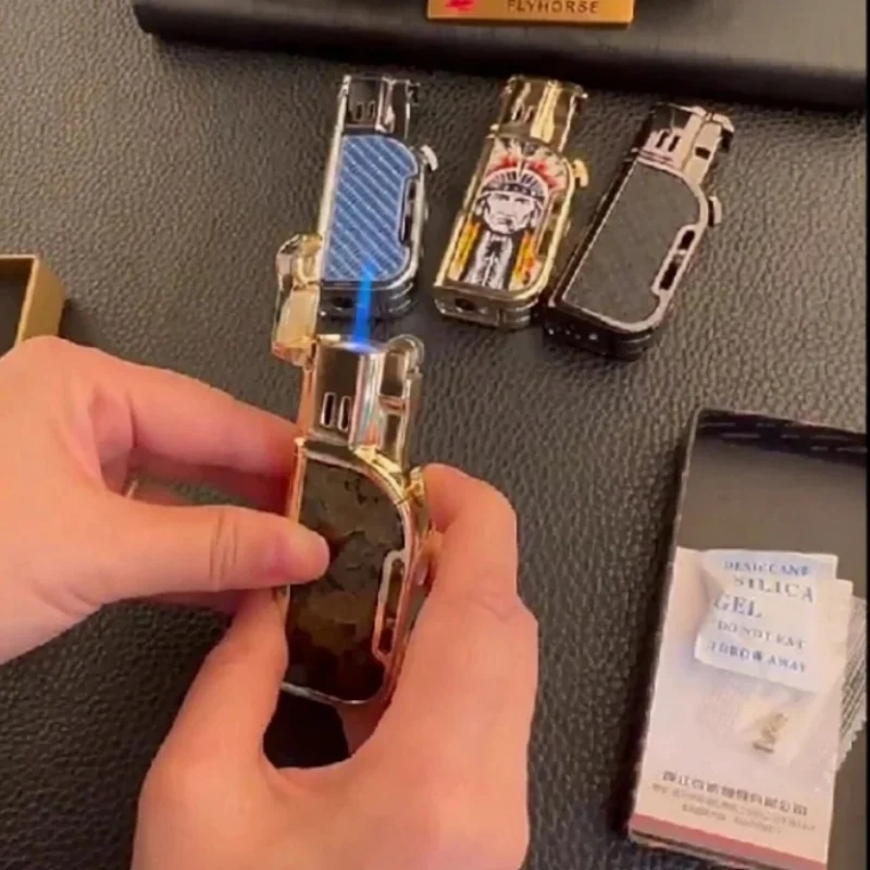 Briquet à gaz double flamme HONEST 2026 à injection directe + commutation flamme ouverte, allumage par meule, cadeaux haut de gamme exquis