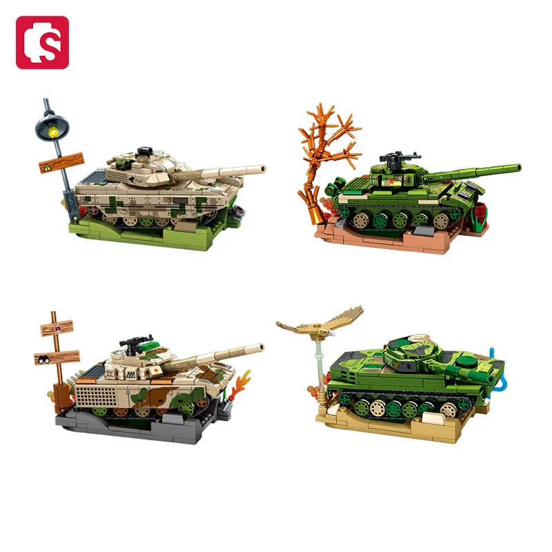 SEMBO Military Series Main Battled Tank Assemblage Building Blocks MOC Vehicle Models Car Construction Sets for Boys Toys Gifts