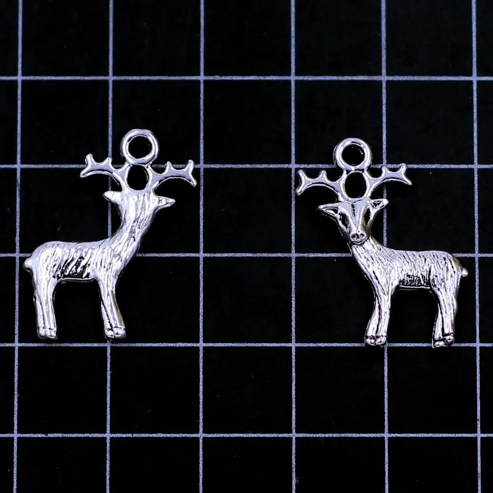 Pendants Silver Tone Breloque Noel Christmas Reindeer Animal Charm Jewelry DIY Findings 24x19mm