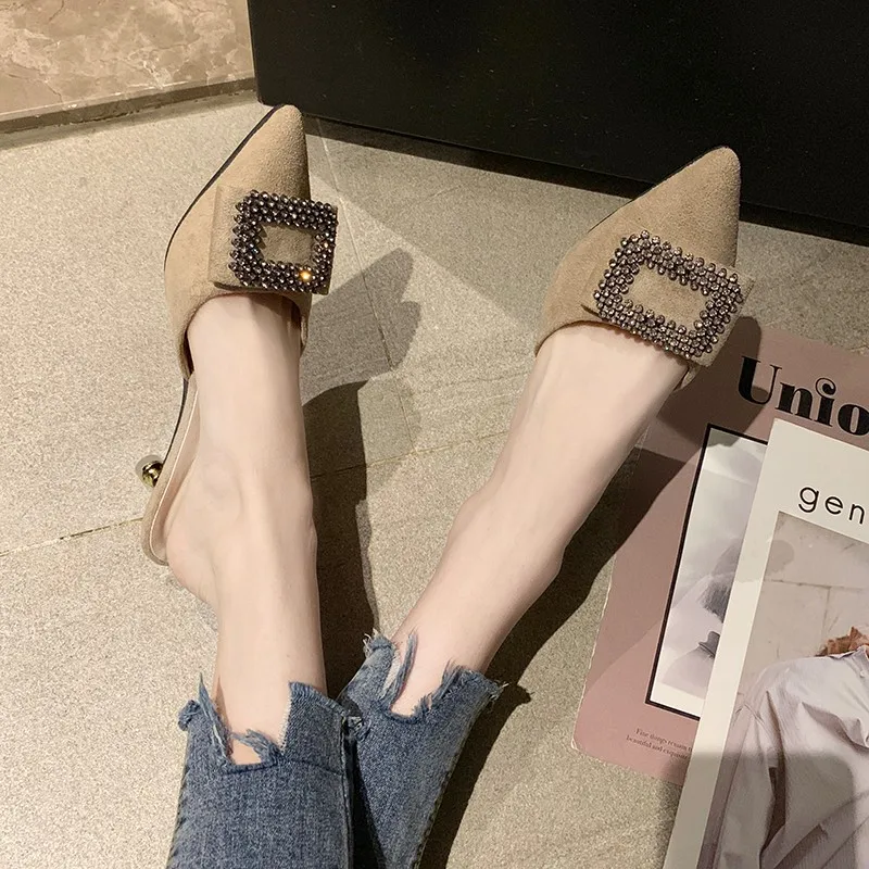 Comem Shoes Female 2023 Sweet Half Slippers High Heel Stiletto Women's Shoe Sandals Female Summer Sandal for Girls Pointed Toe