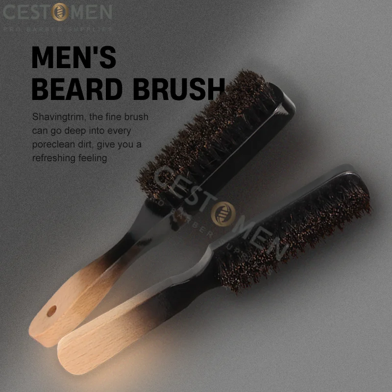 

NEW Style Men's Beard Styling Shaving Brush Boar Bristle Fade Hairbrush Wooden Handle Facial Cleaning Tools Barber Accessories